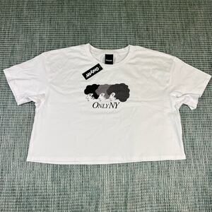 Only NY salon White Crop Top T Shirt Women’s Sz L New
